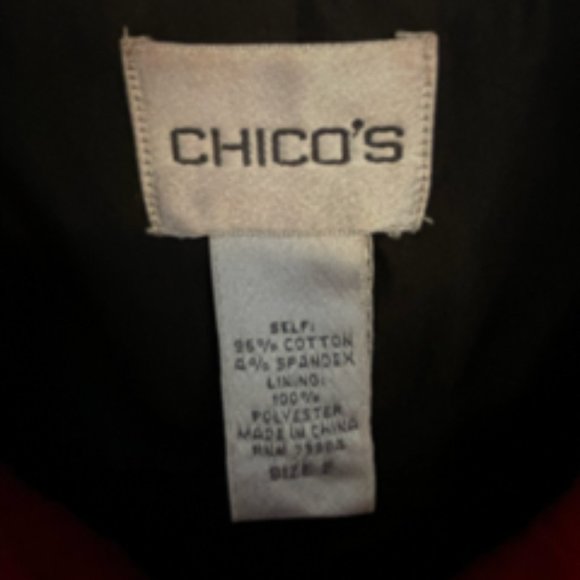 CHICO'S Red Jacket with 3/4 length sleeves, textured cotton, lined Size 2 - Picture 5 of 6